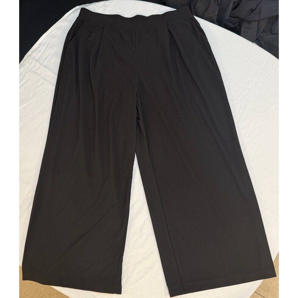 NWT Halara Black High Waist Pleated Pants Wide Leg Flowy Pockets Solid Size 1X